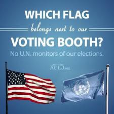 un flag in voting booth