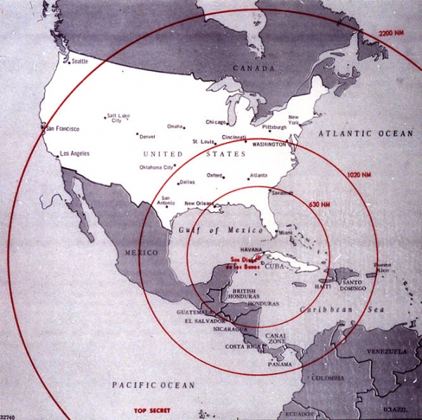 This Cuban Missile Crisis Map from the 1960's showed the range of Soviet missiles in Cuba. Today, all of North America is in range of Russian missiles based in Cuba.
